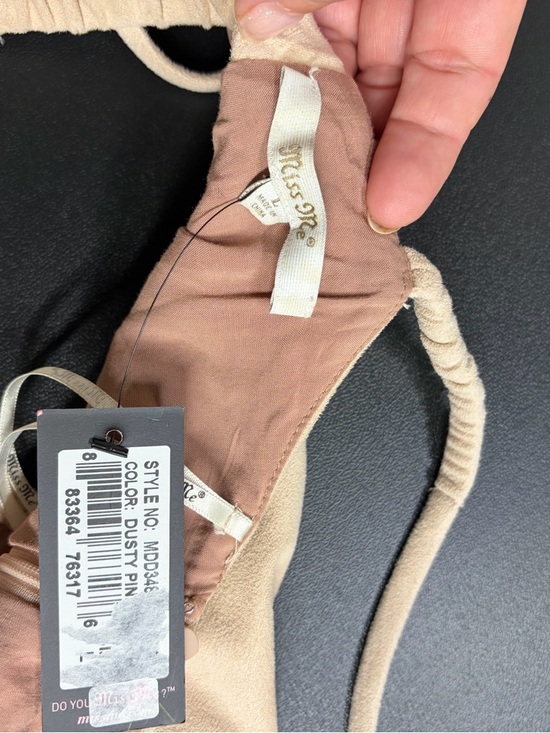 Miss Me Blush Beige Mini Dress Spaghetti Strap Lace-Up Boho Feminine Spring Summ - Picture 8 of 11